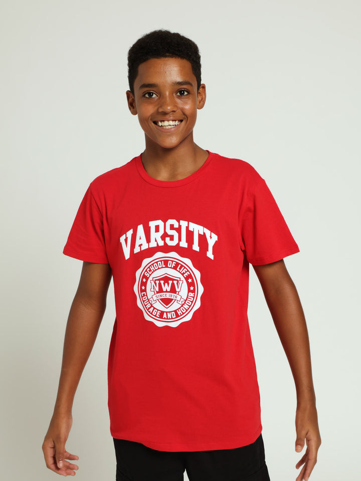 Boys Varsity Printed Tee - Red