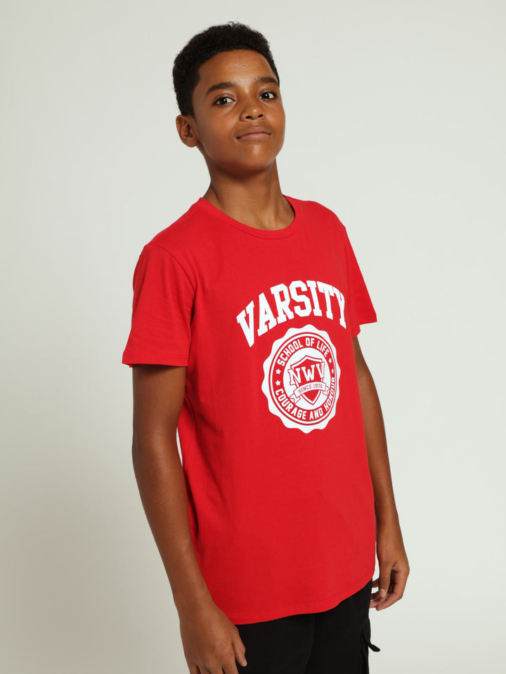 Boys Varsity Printed Tee - Red