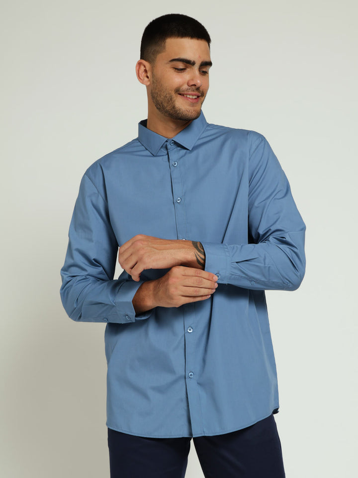 Easy Care Long Sleeve Shirts - Blue