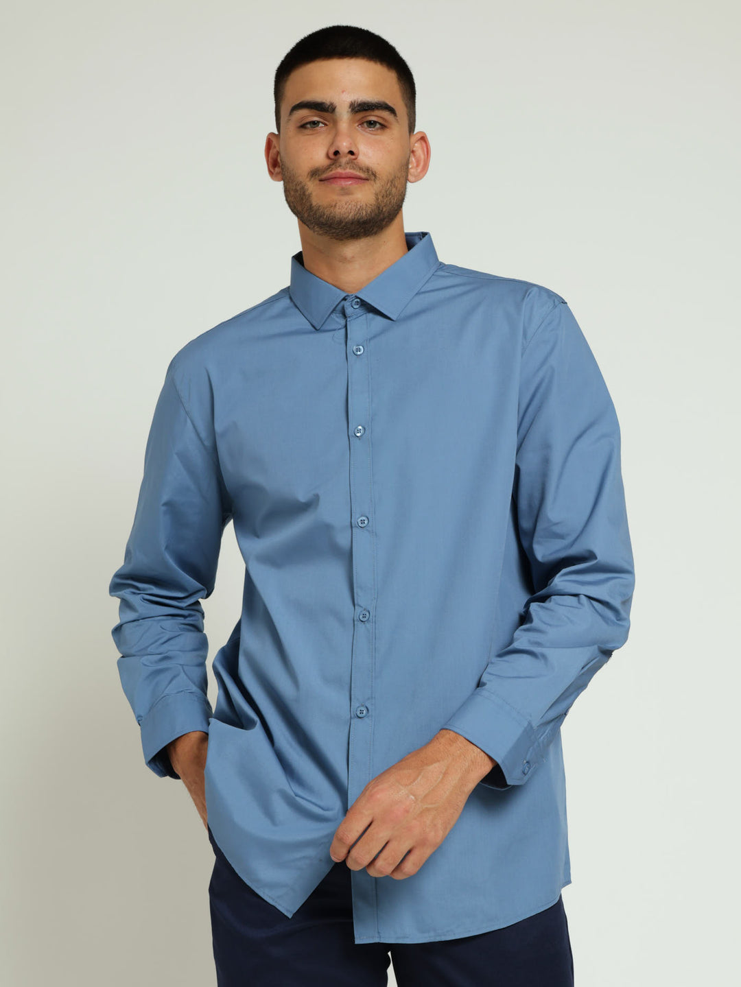 Easy Care Long Sleeve Shirts - Blue