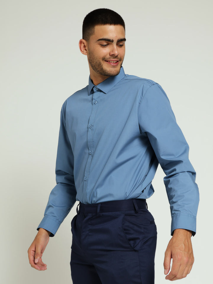 Easy Care Long Sleeve Shirts - Blue