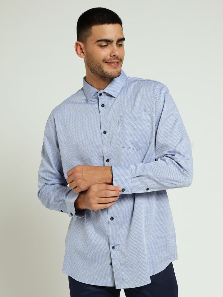 Textured Stripe Spot Shirt - Blue