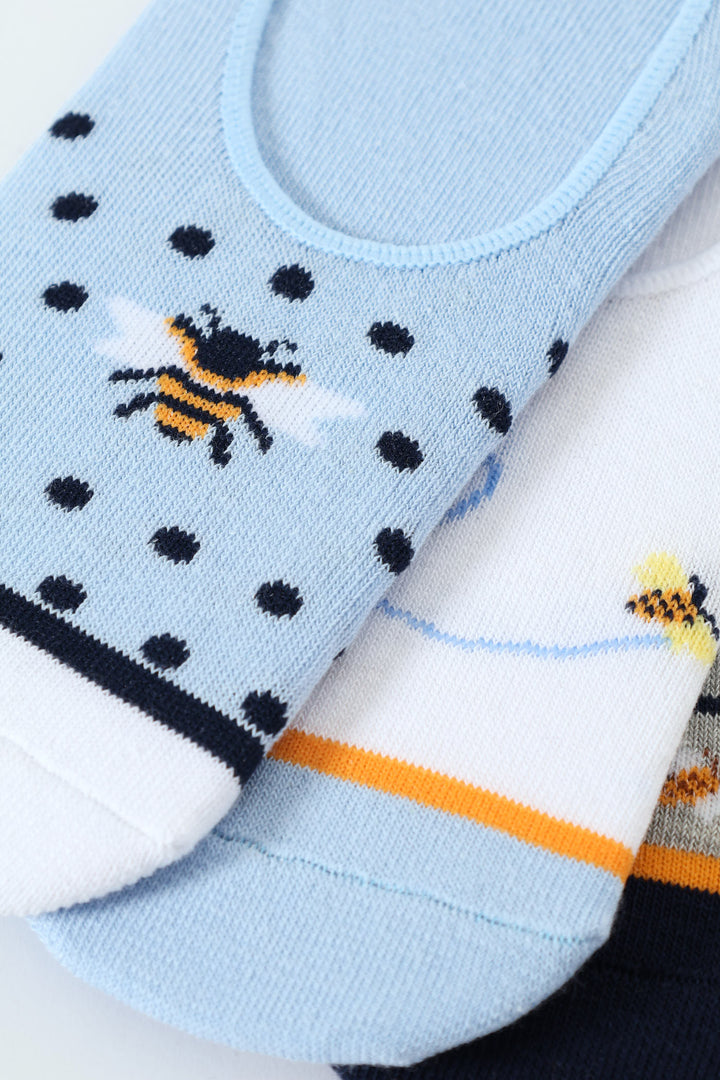 3 Pack Bees Secret Socks - White/Blue