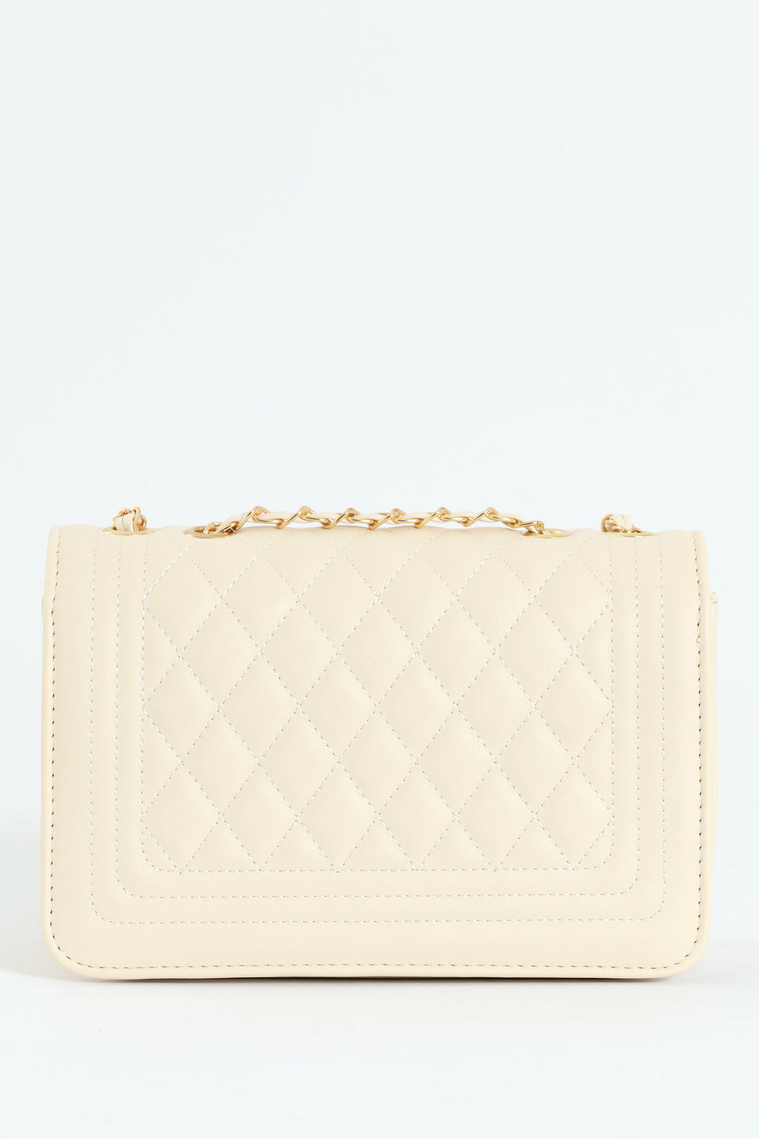 Quilted Chain Satchel - Cream