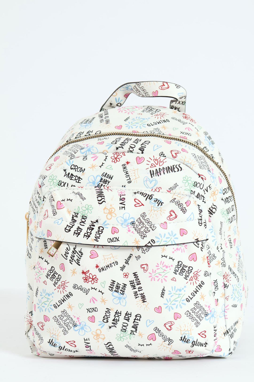 Graffiti Printed Backpack - White