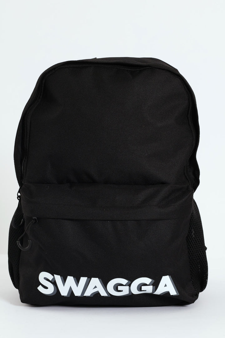 Two Tone Print Backpack - Black