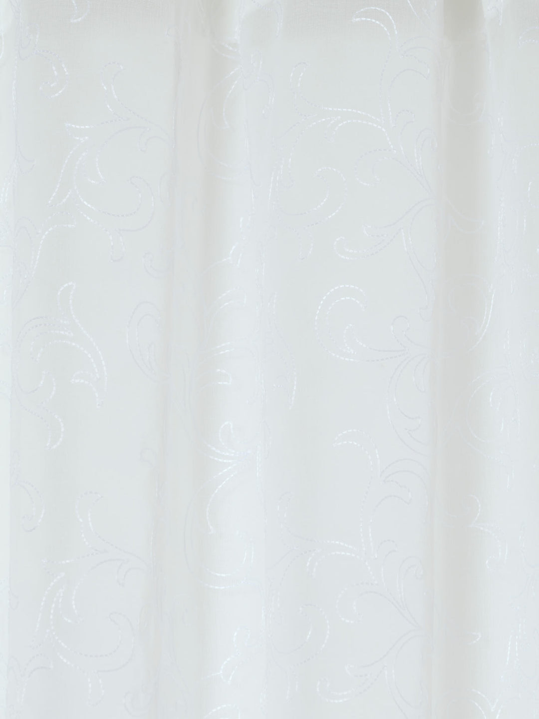 Eyelet Extra Width & Length Sheer Scroll Curtain - White