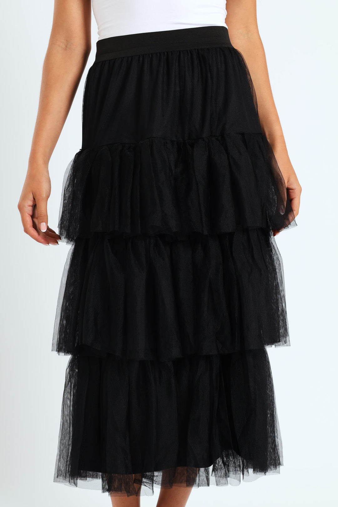 Tiered Rara Midi Skirt - Black