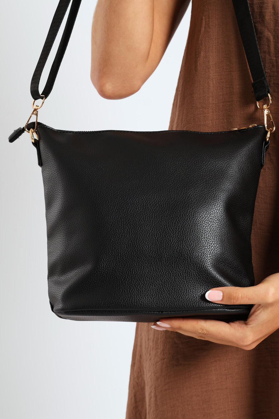 Double Pocket Crossbody Bag - Black