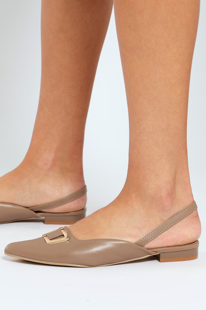 Metal Trim Slingback Push-In - Taupe