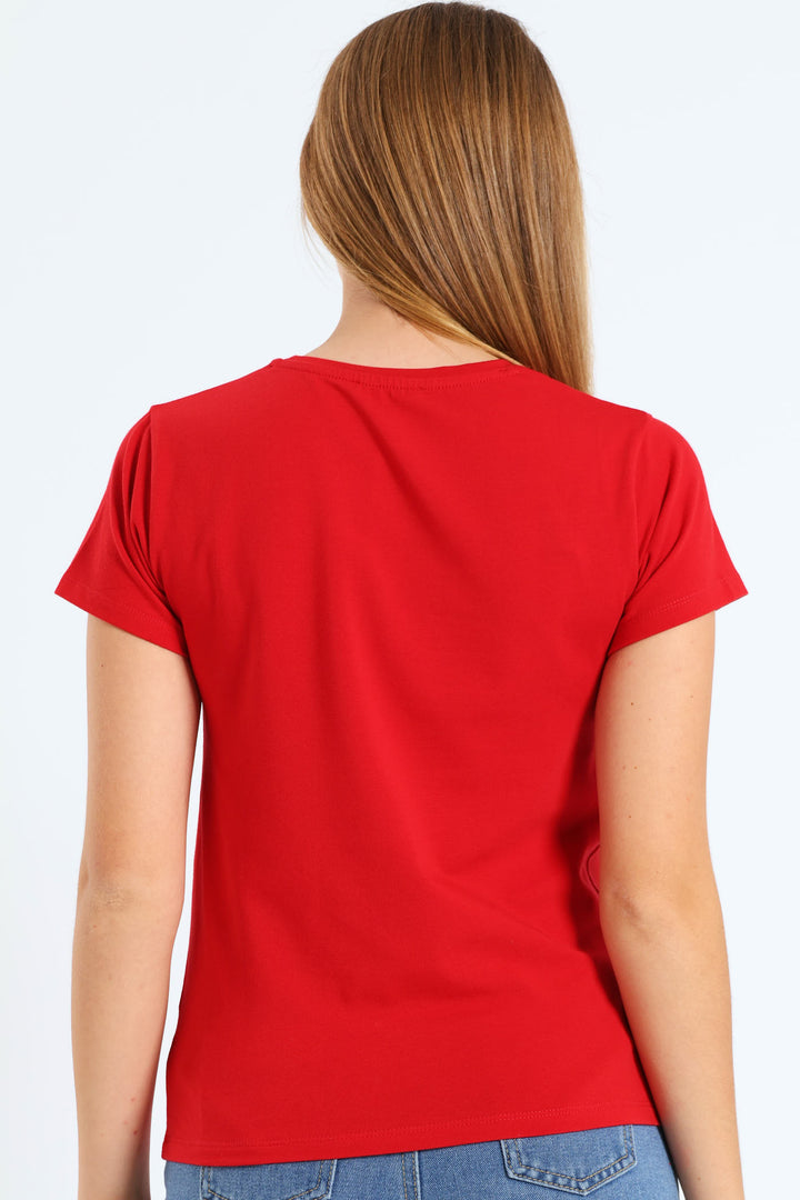 Girls Bling Logo Tee - Red