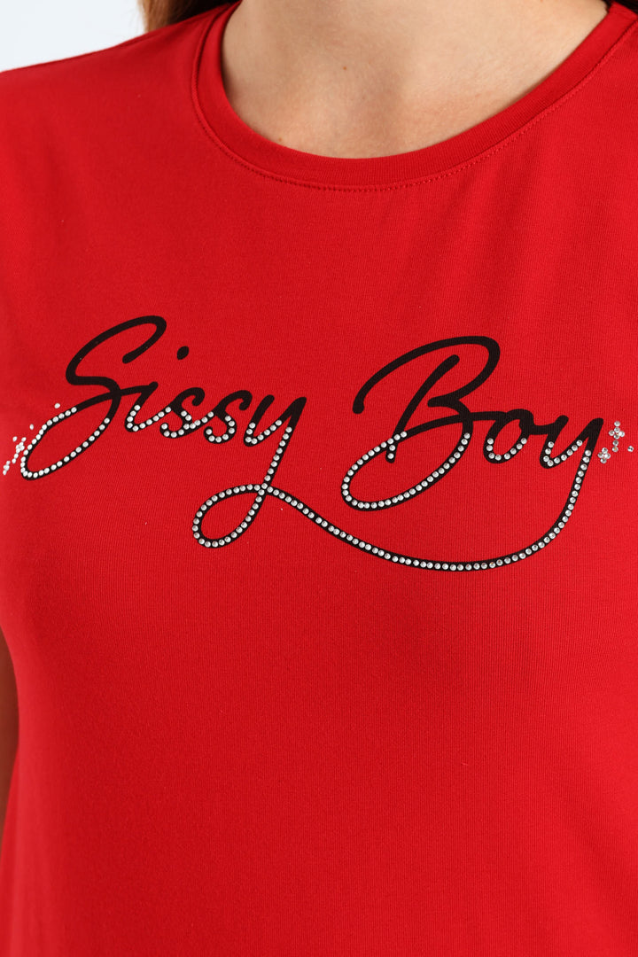 Girls Bling Logo Tee - Red