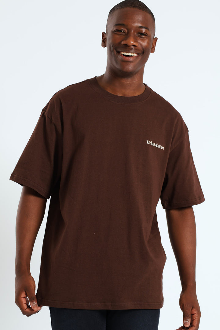 Back Embroidery Tee - Brown