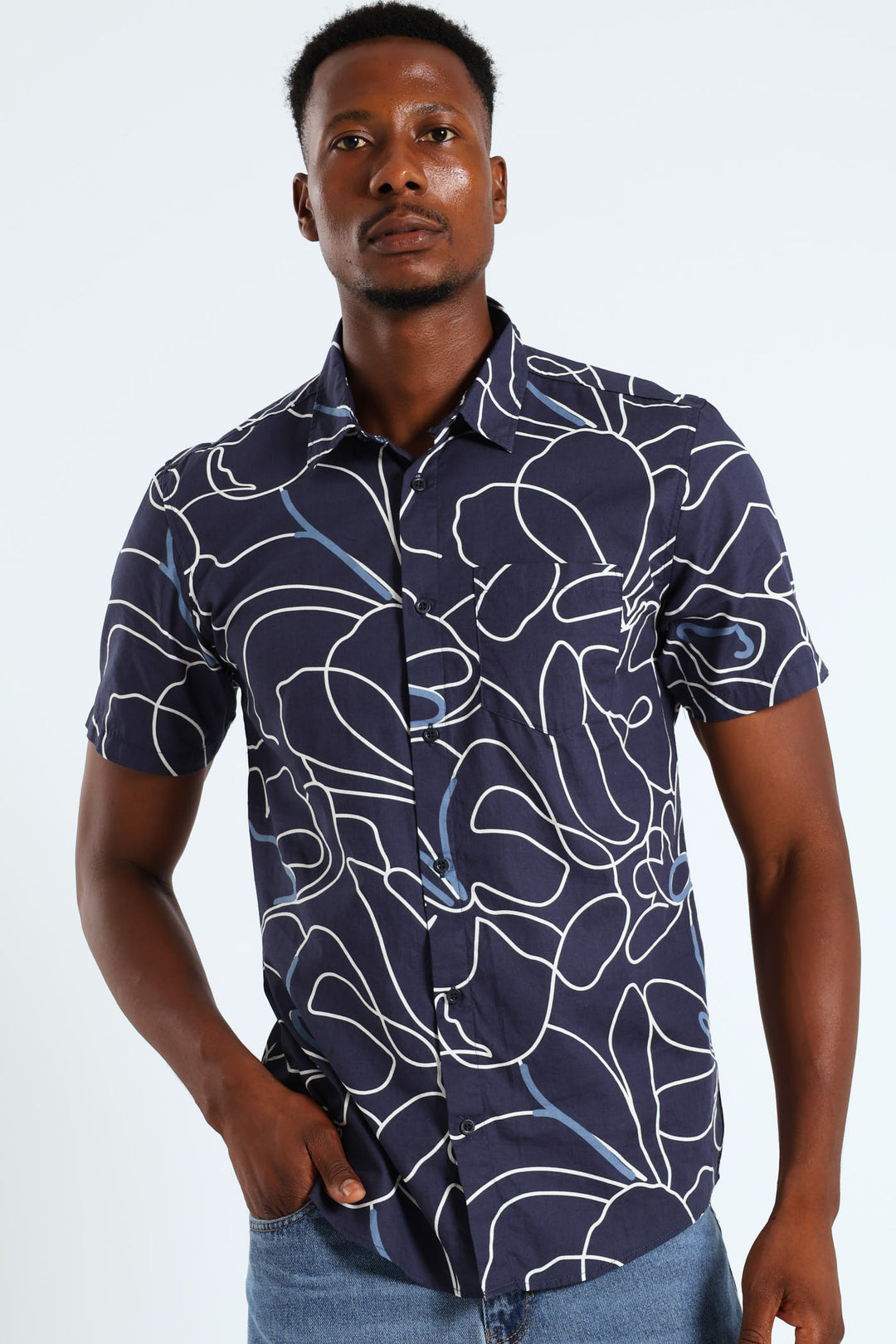 Floral Shirt - Navy