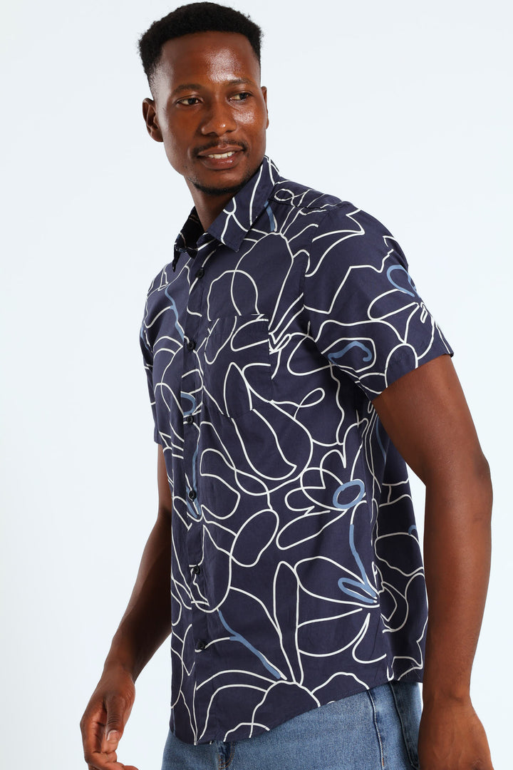 Floral Shirt - Navy