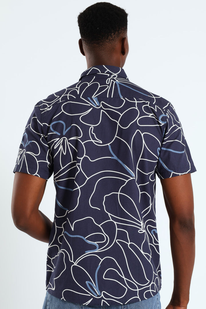 Floral Shirt - Navy