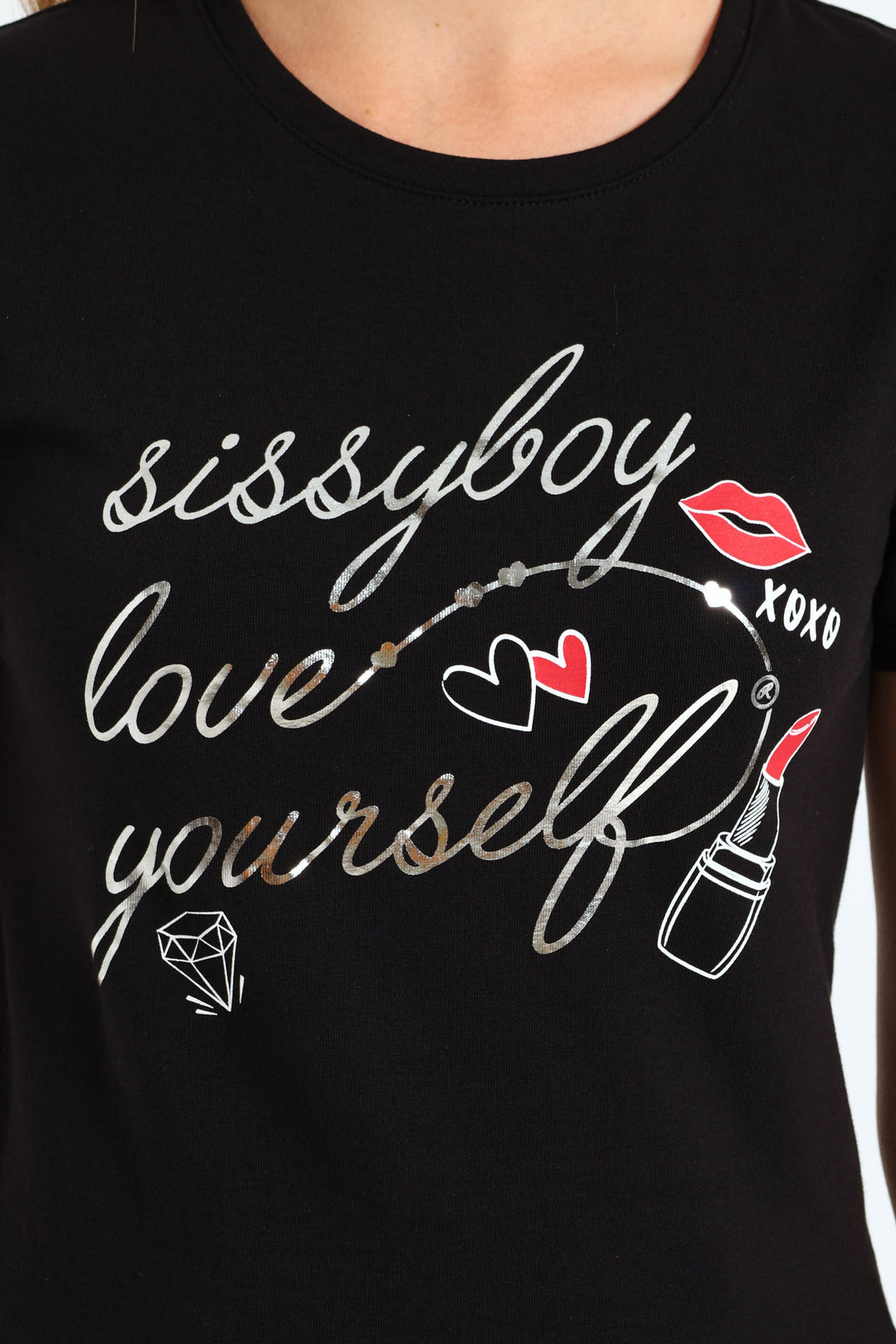 Girls Foil & Lipstick Tee - Black