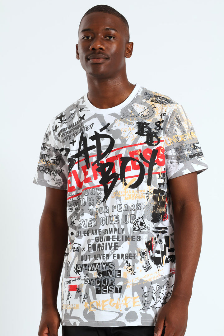 All Over Evil Print Tee - White