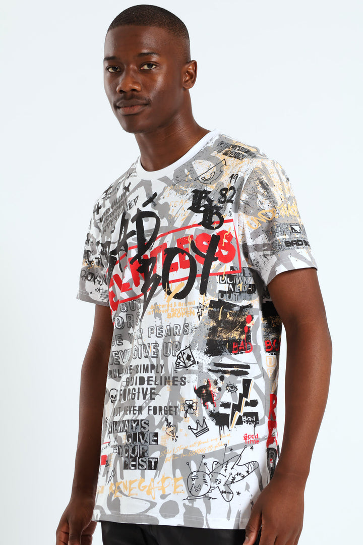 All Over Evil Print Tee - White