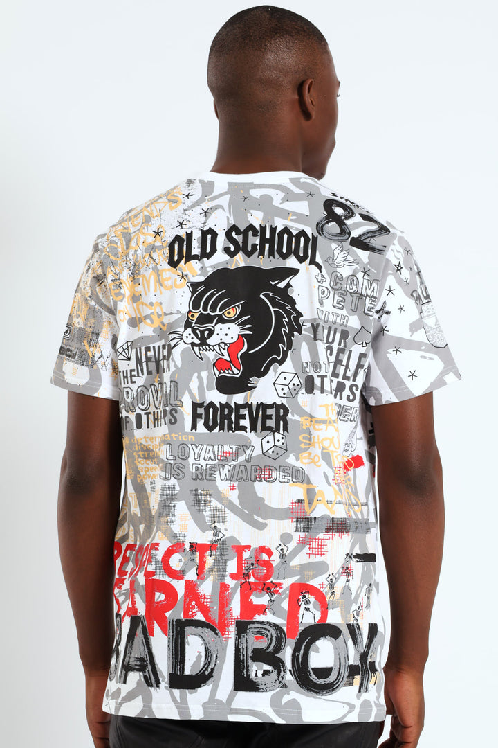 All Over Evil Print Tee - White