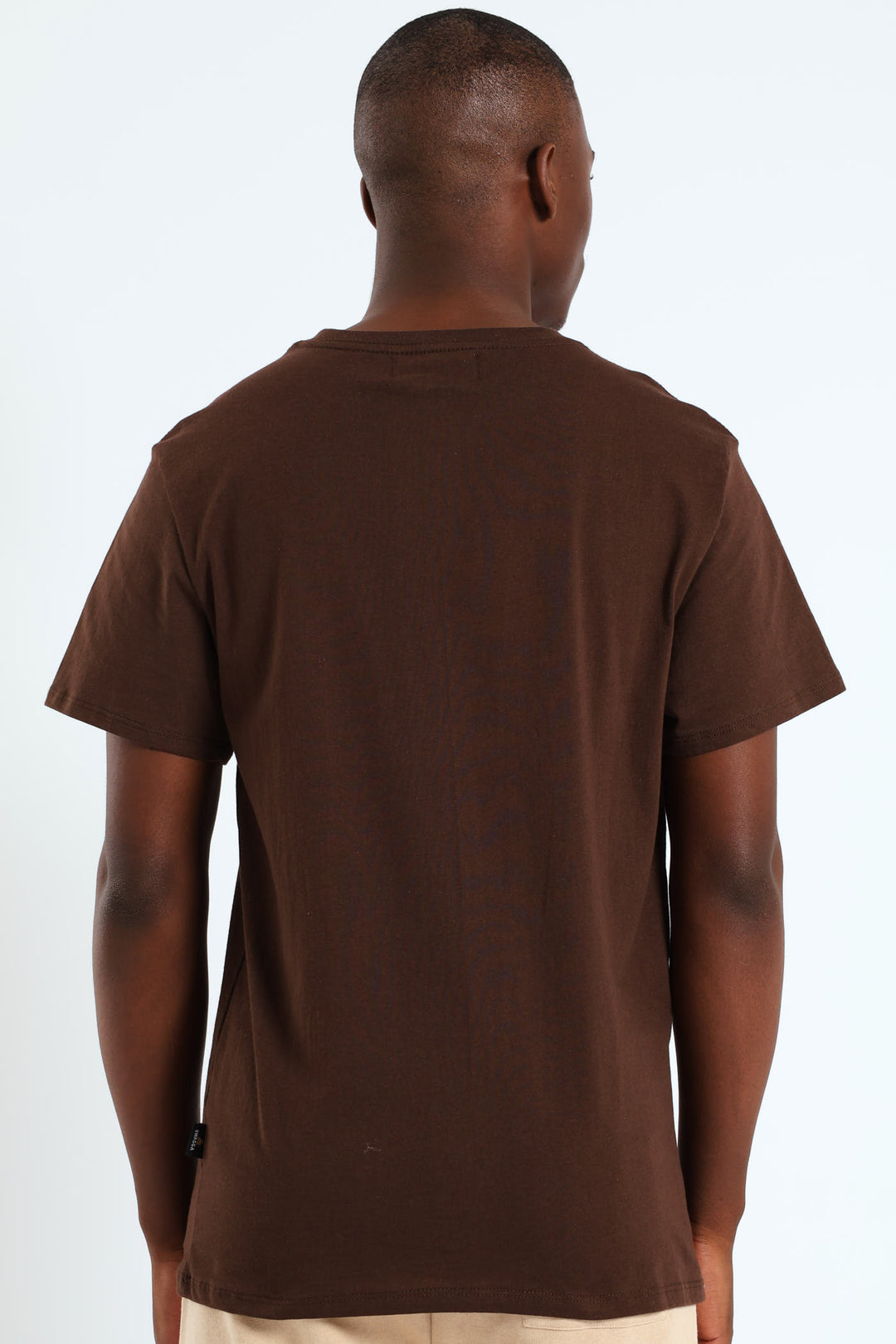 Short Sleeve Basic Print Tee - Brown