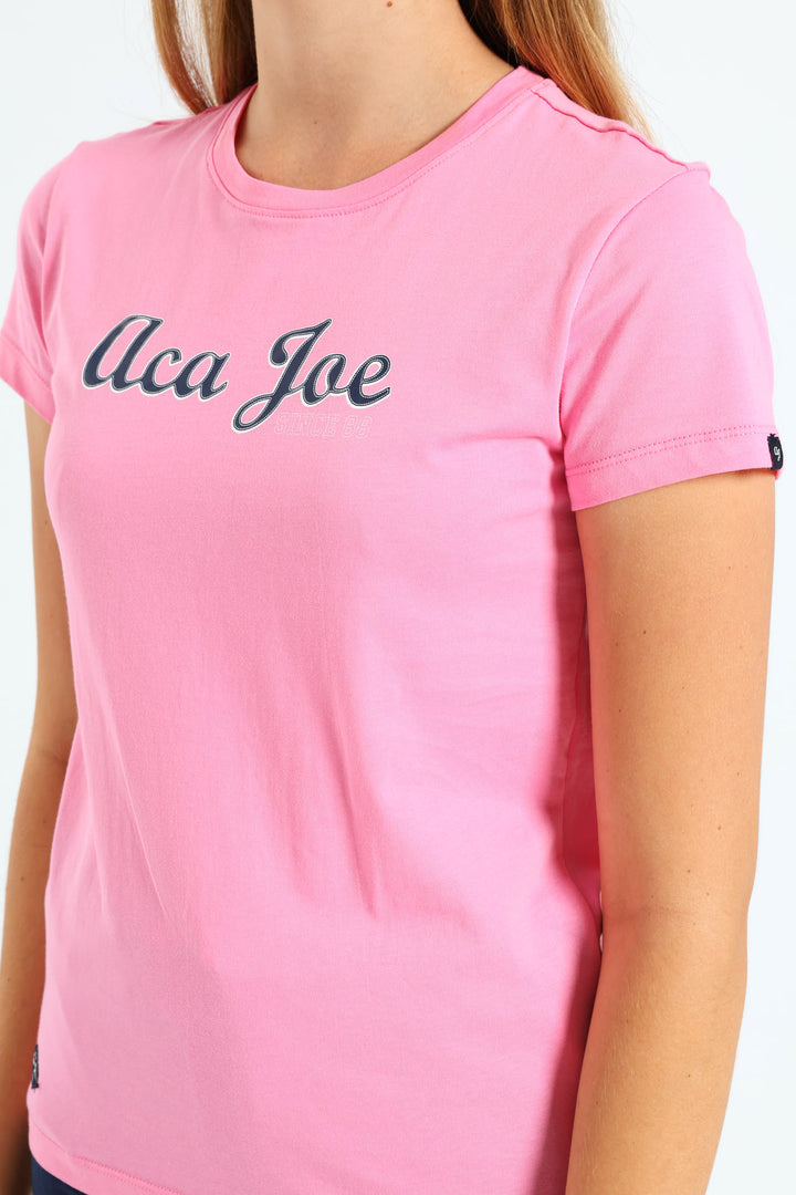 Girls Brand Print Tee - Pink