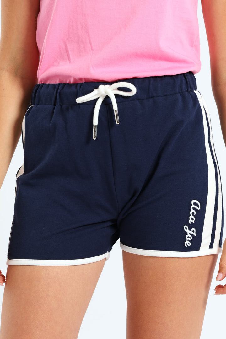 Girls Fleece Print Shorts - Navy