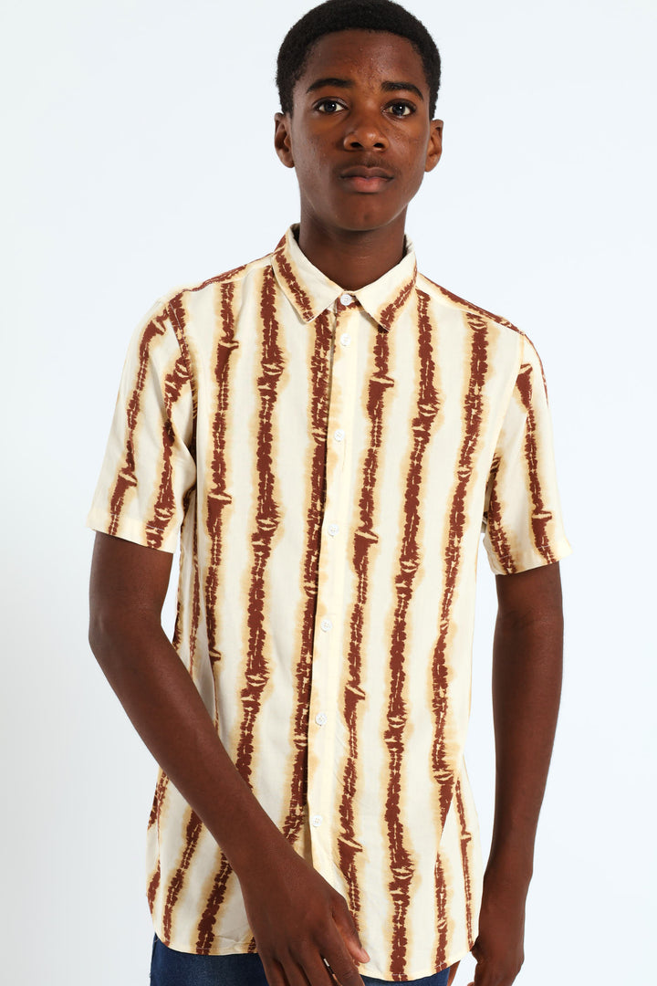 Boys Tye Dye Viscose Stretch Shirt - Stone