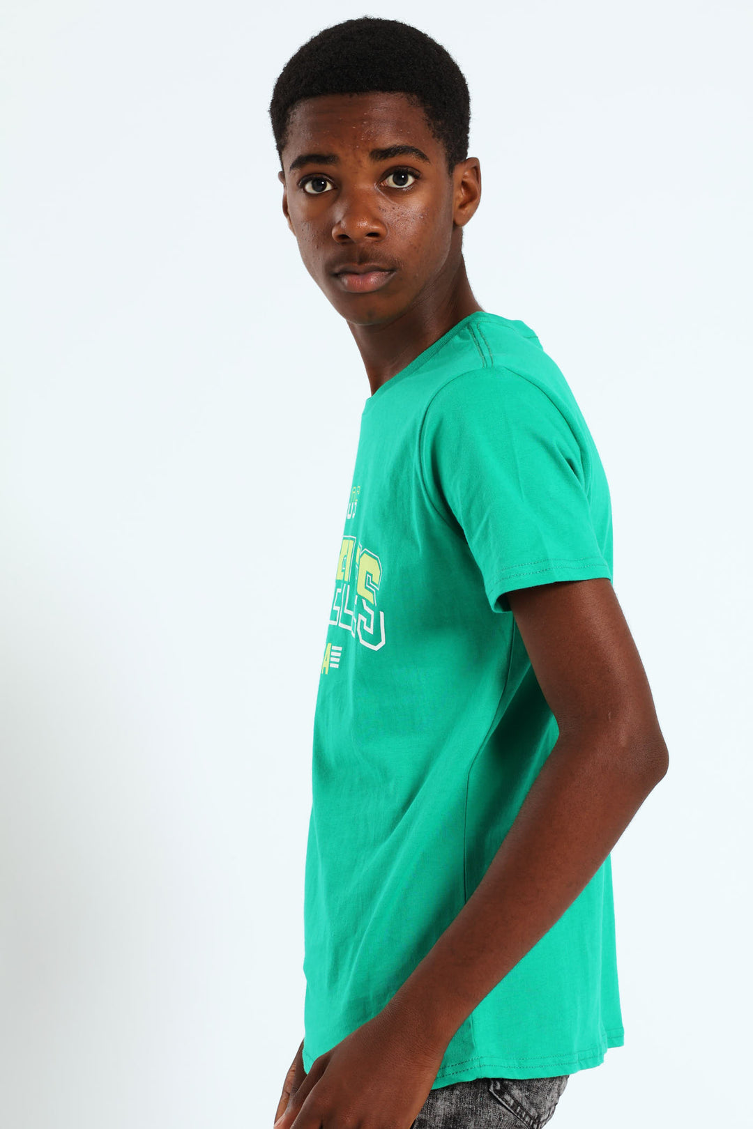 Boys LA Puff Print Tee - Green