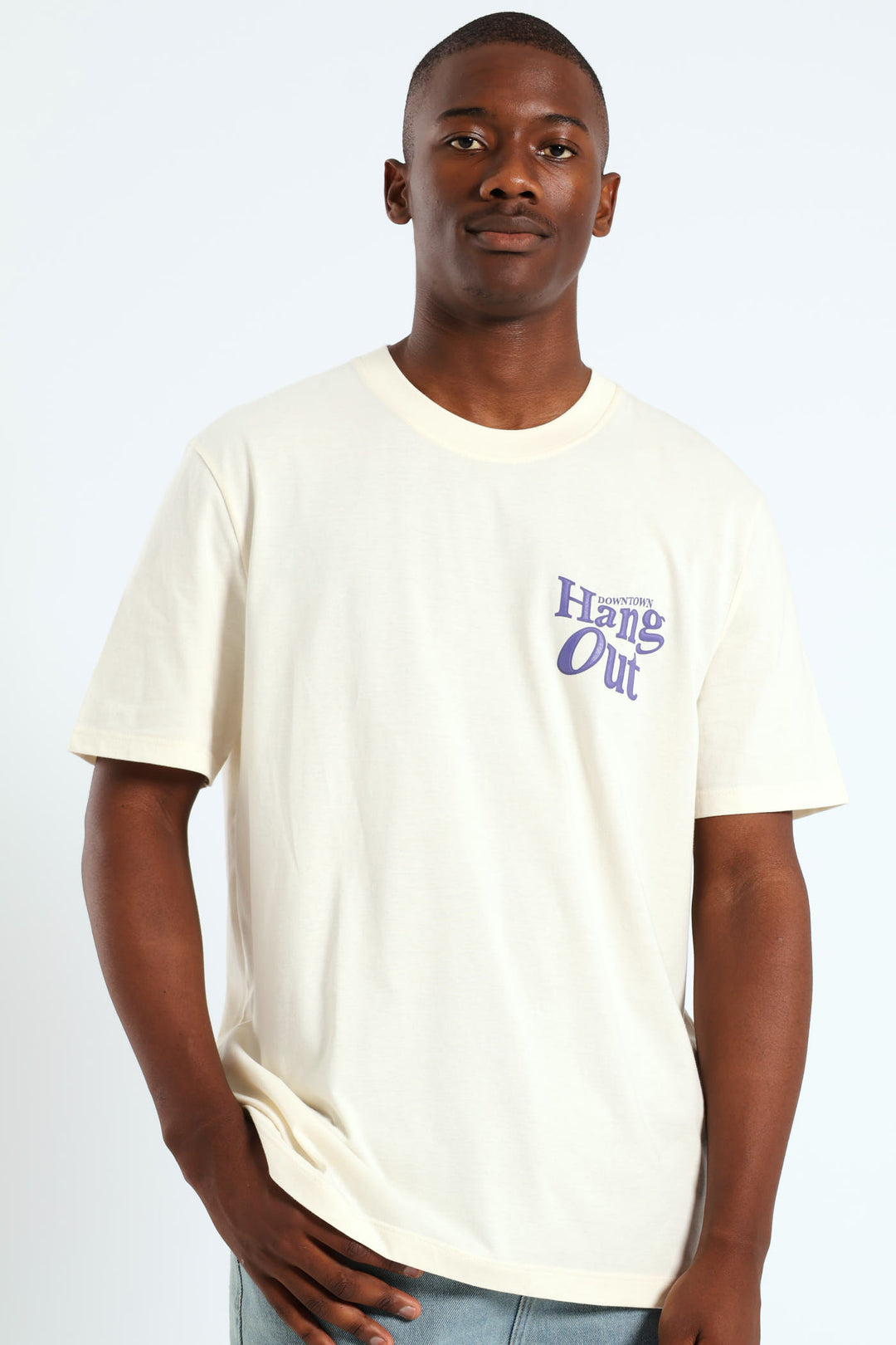 Hangout Puff Front & Back Print Tee - Off White