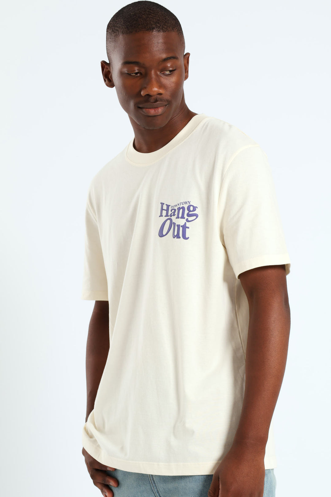 Hangout Puff Front & Back Print Tee - Off White