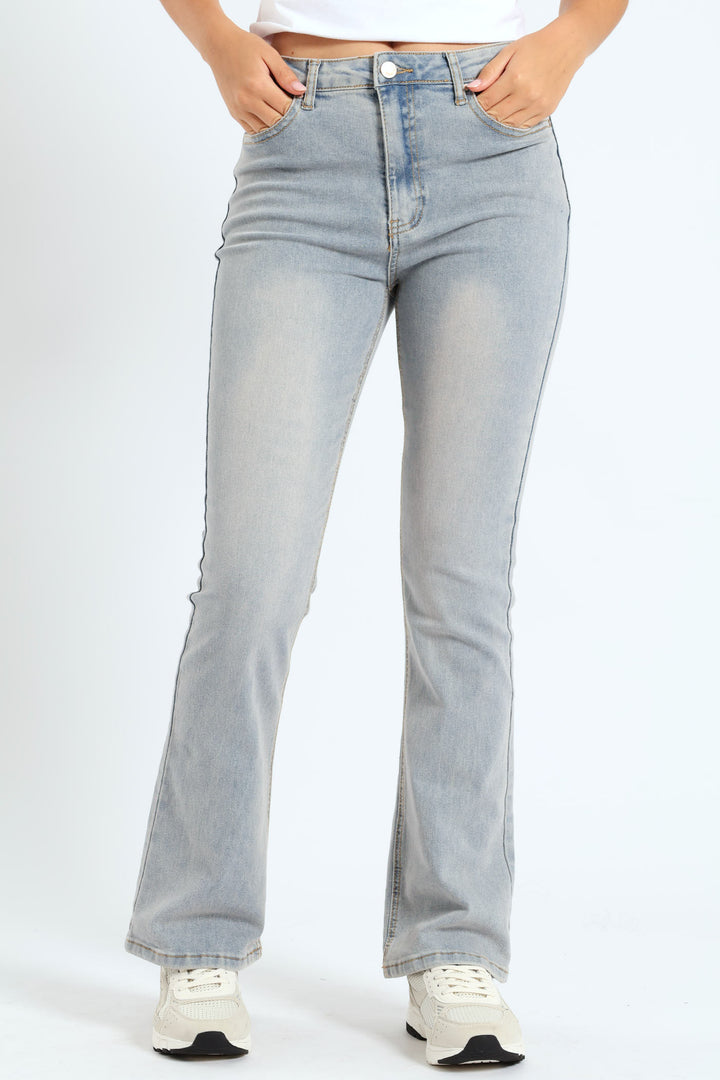 Girls Flared Stretch Denim - Light Blue