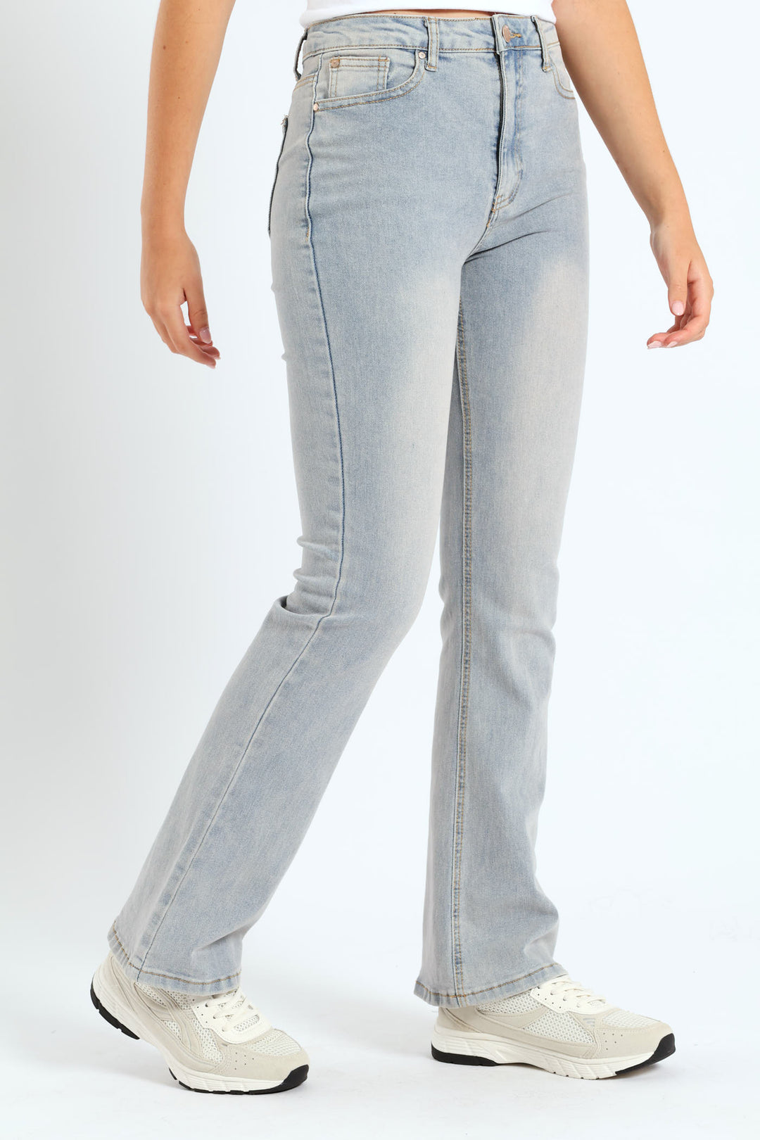 Girls Flared Stretch Denim - Light Blue