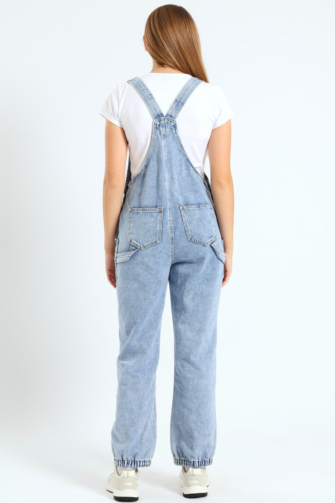 Girls Long Denim Dungaree - Light Blue