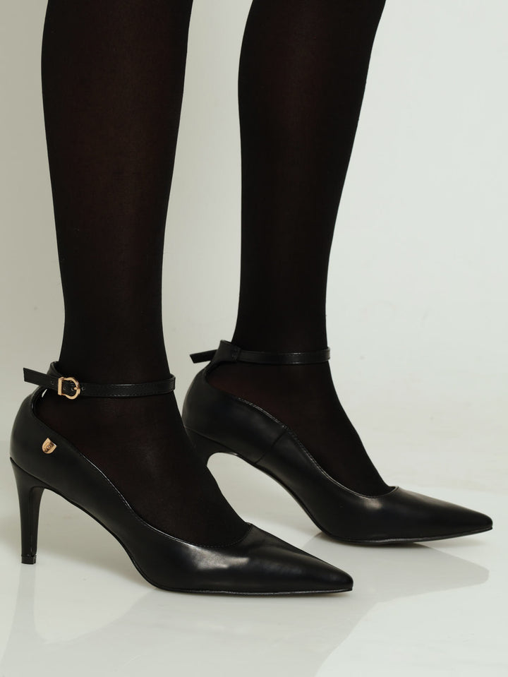 Pointed Toe Court Heel - Black