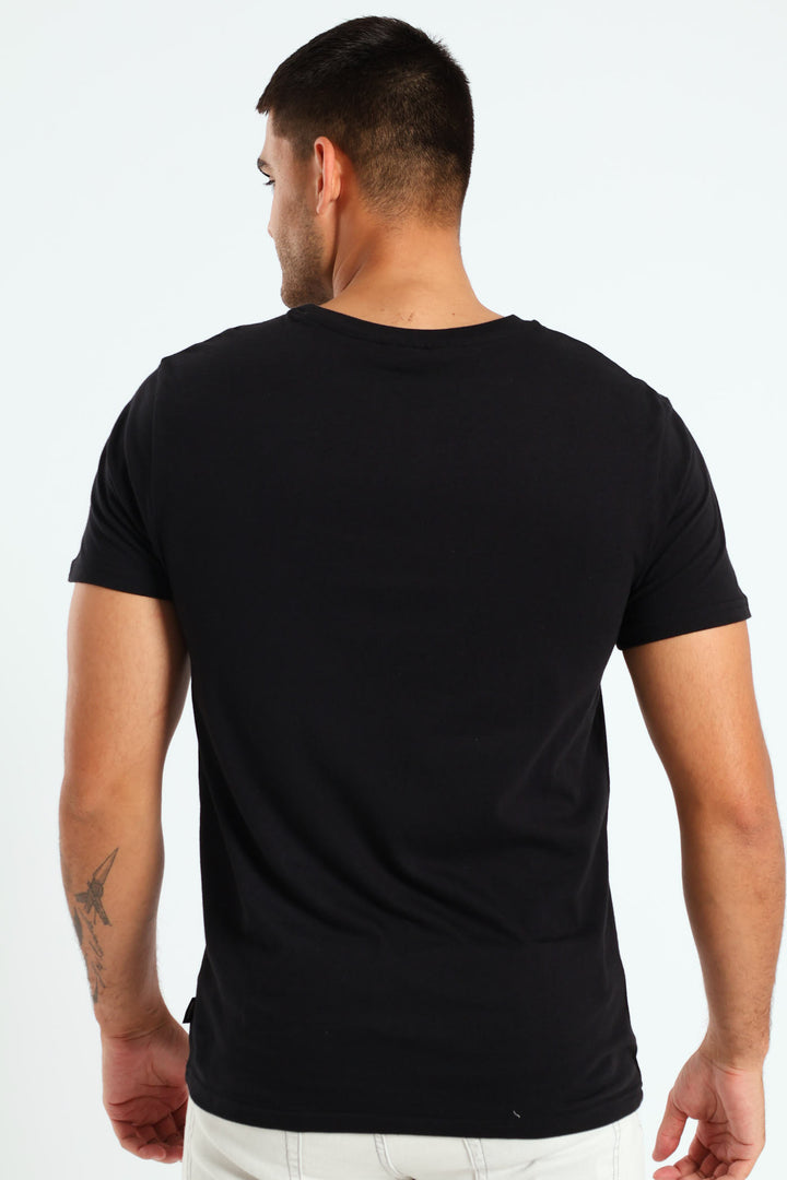 Basic Print Short Sleeve Tee - Black