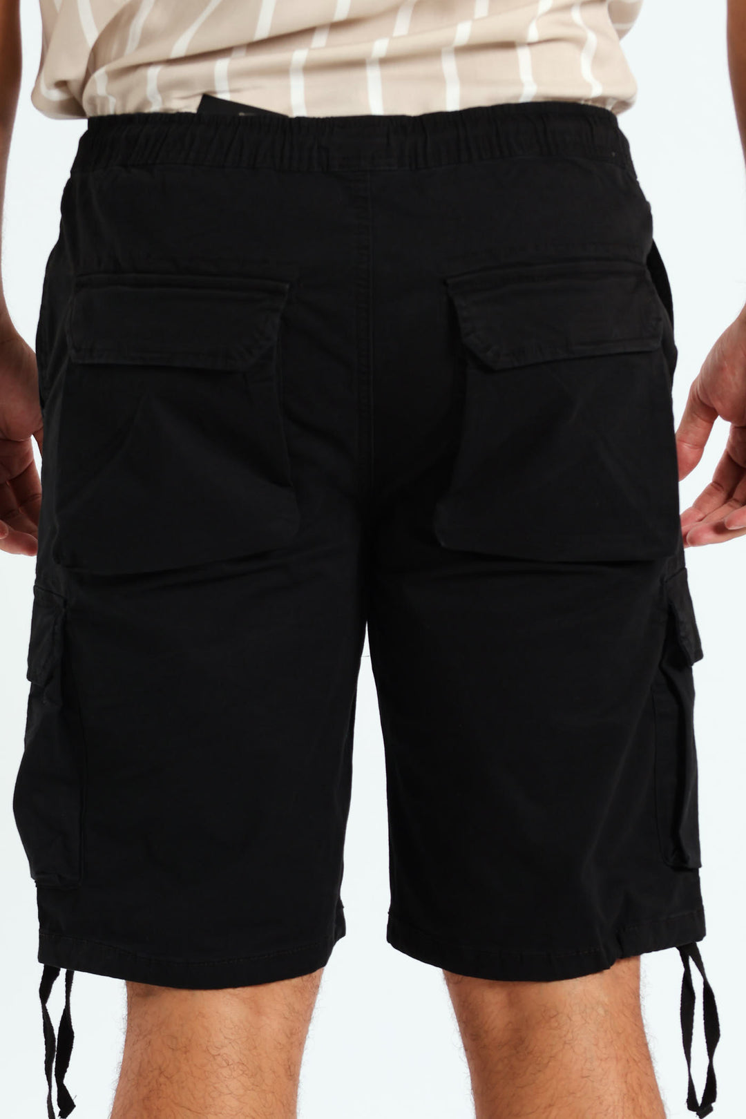 Twill Panel Cargo Short - Black