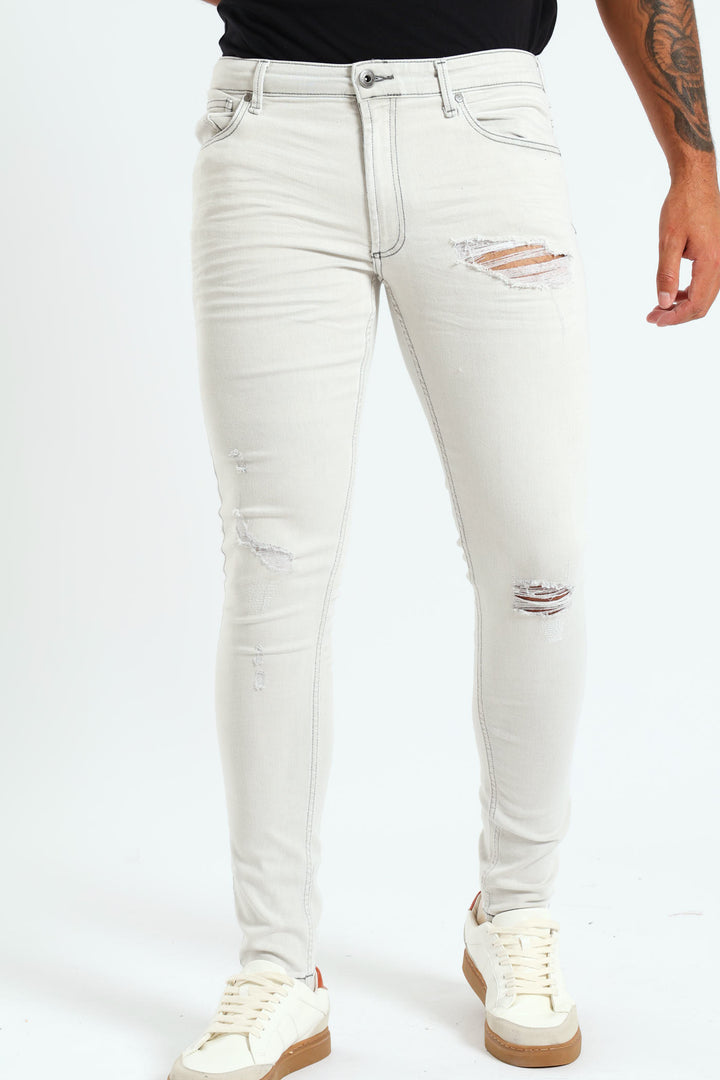 Ripped Super Skinny Jean - Grey