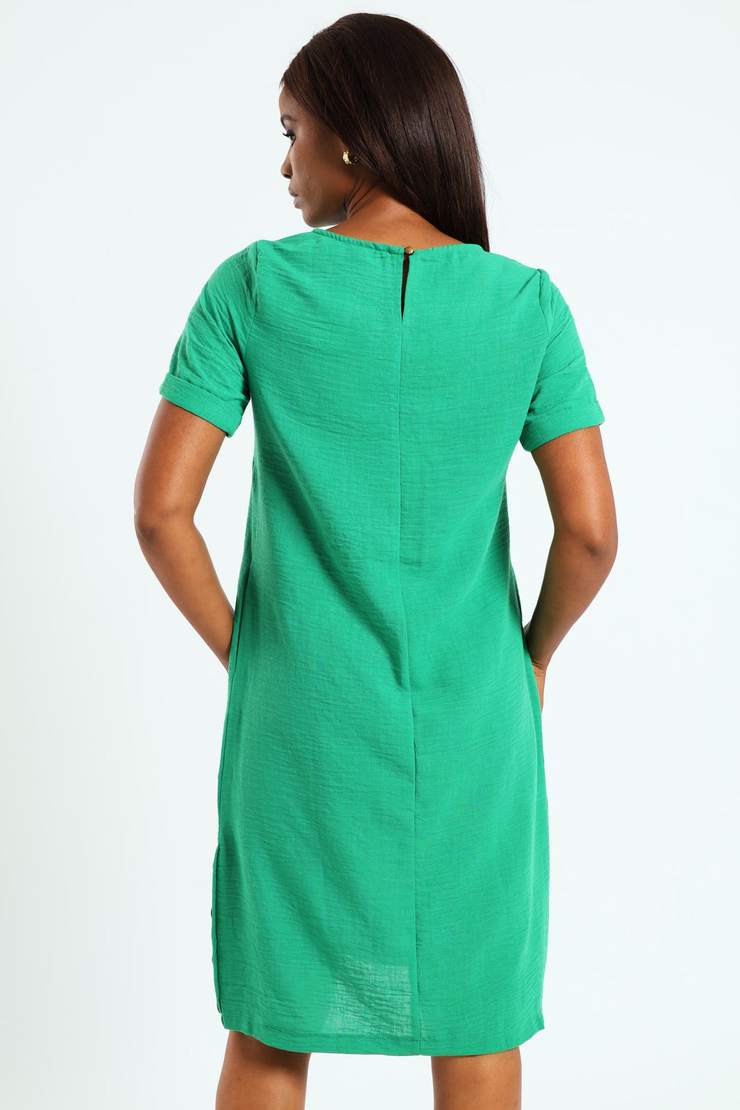 Popover Dress With Buttons - Emerald