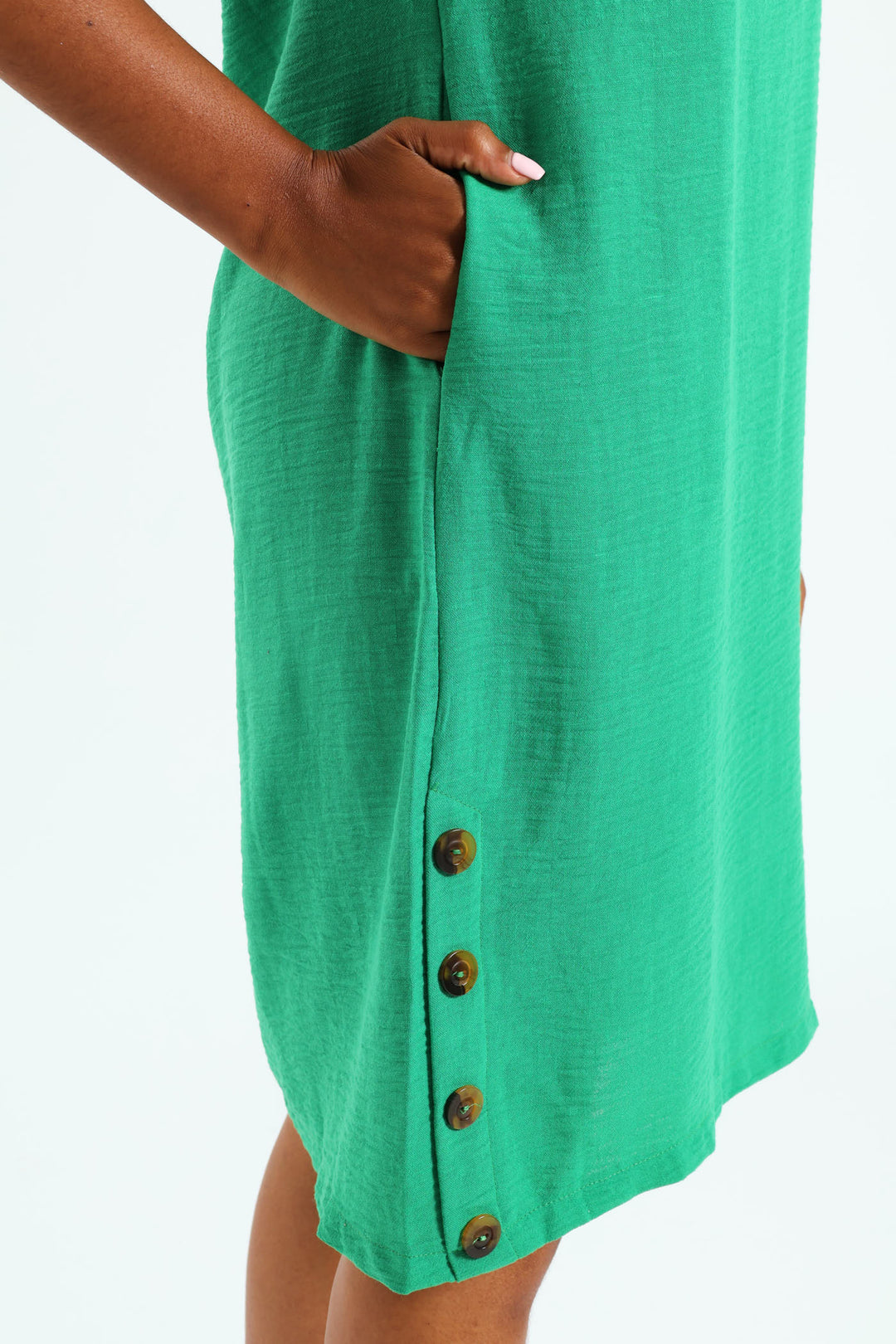 Popover Dress With Buttons - Emerald