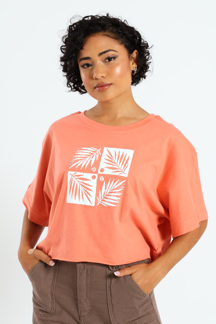 Summer Fun Crop Tee - Peach