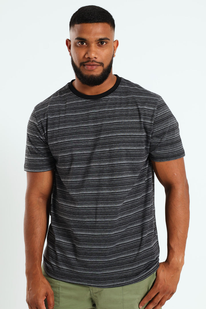 Space Dye Surf Stripe Tee - Black