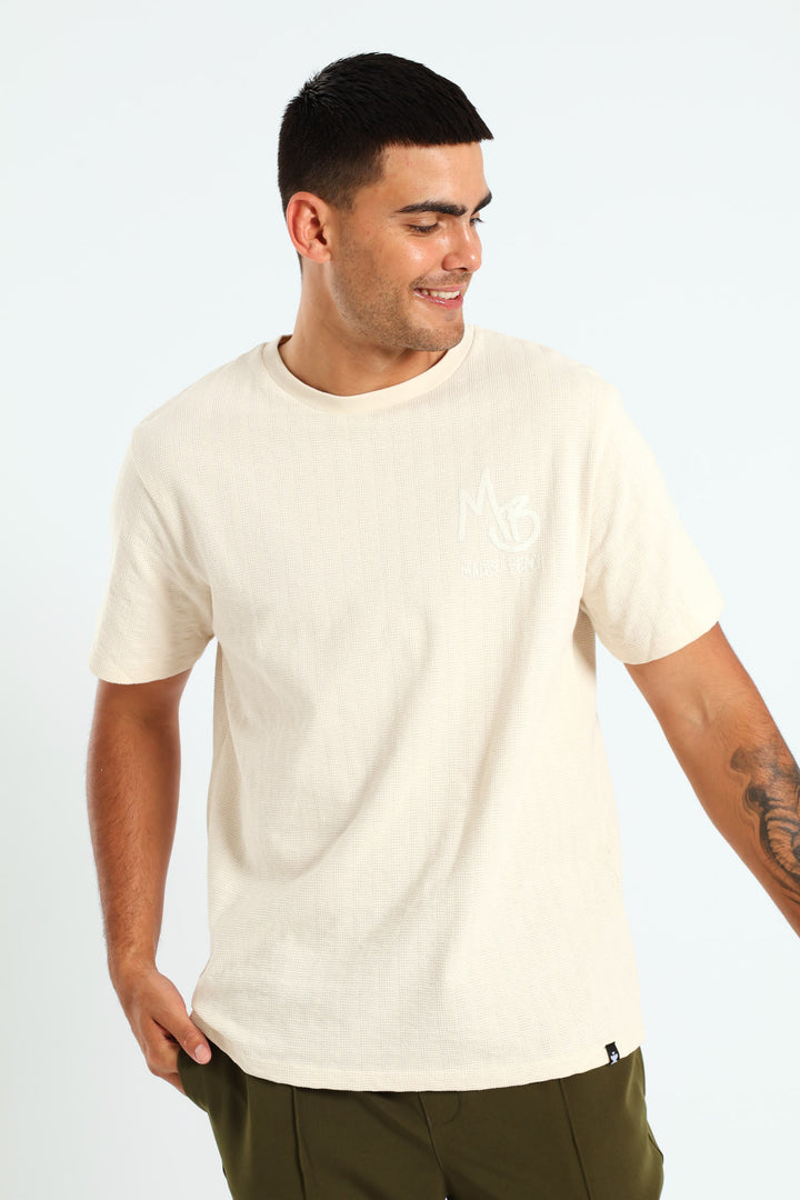 Mailbu Puff Front & Back Surf Interest Tee - Off White