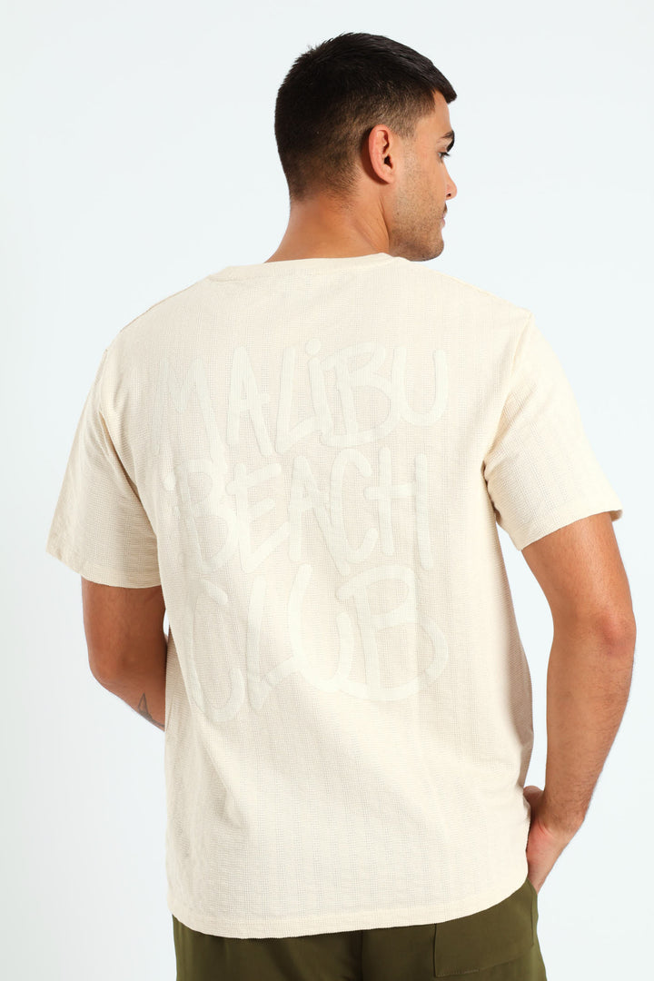 Mailbu Puff Front & Back Surf Interest Tee - Off White