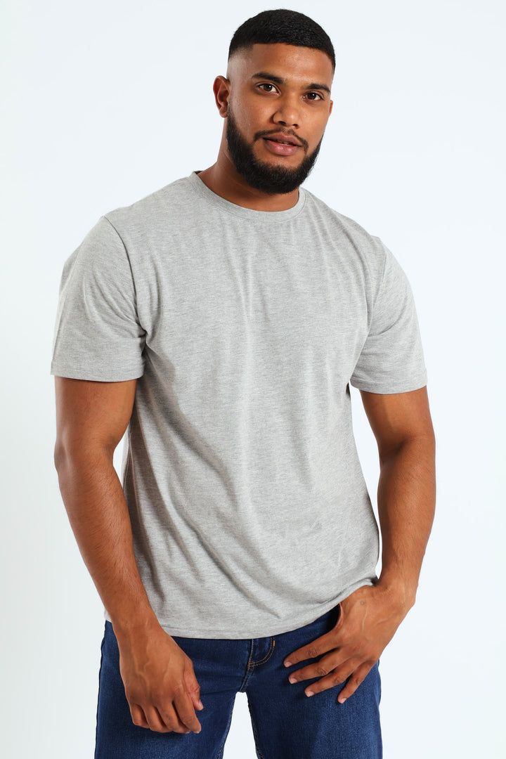 Basic Crew Neck Tee - Grey Melange