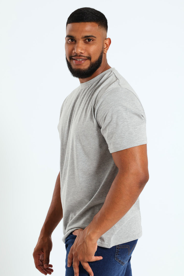 Basic Crew Neck Tee - Grey Melange