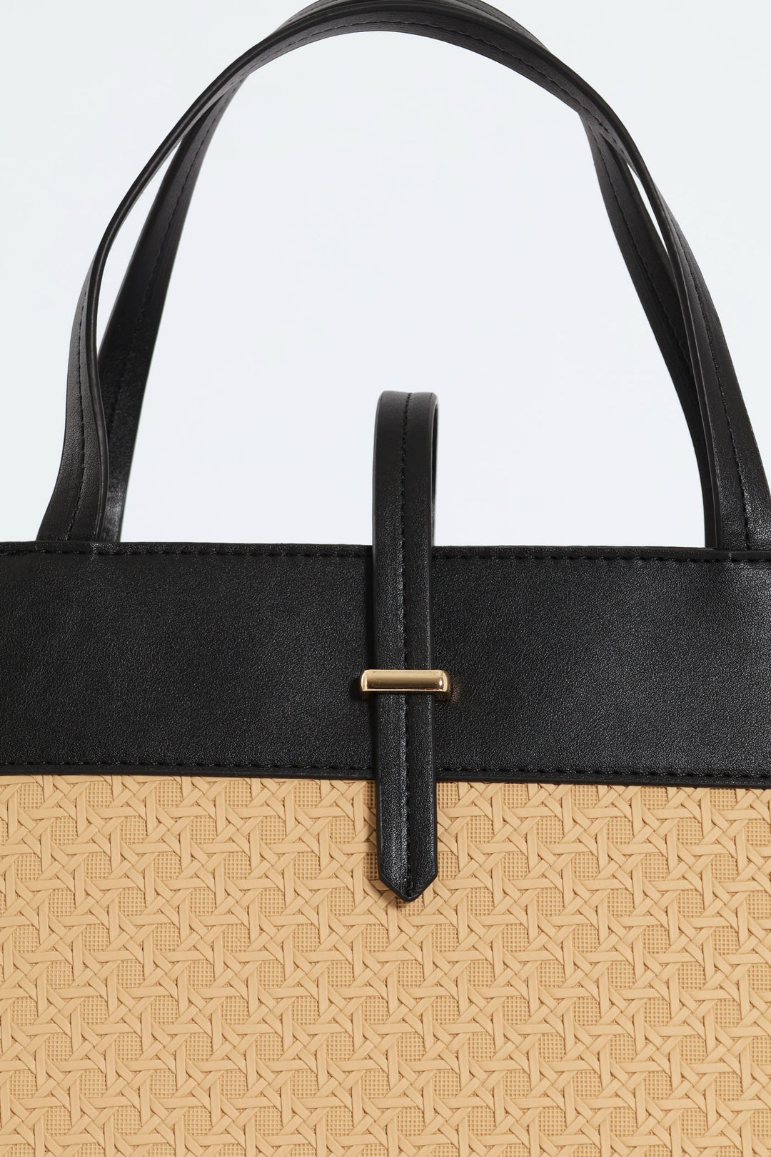 Wicker Detail Tote Bag - Black