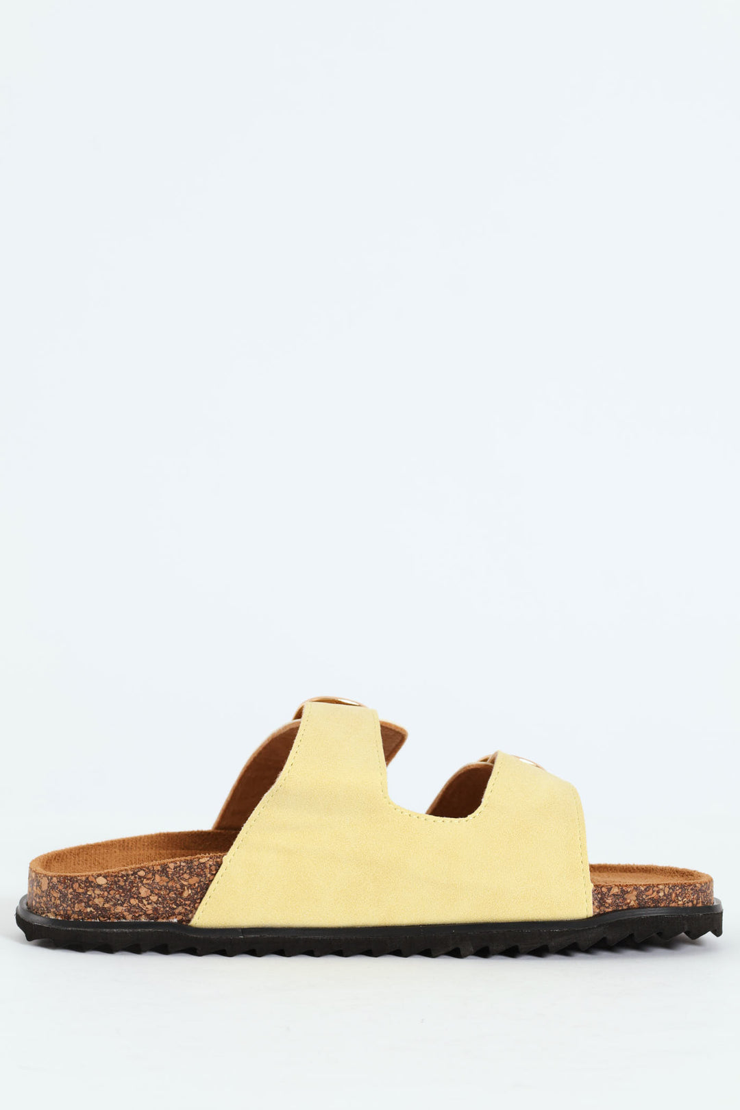 Plain Double Strap Mule Sandal With Buckle Detail - Yellow