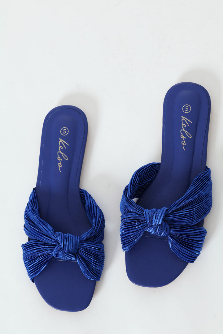 Knotted Cross Strap Sandal - Blue