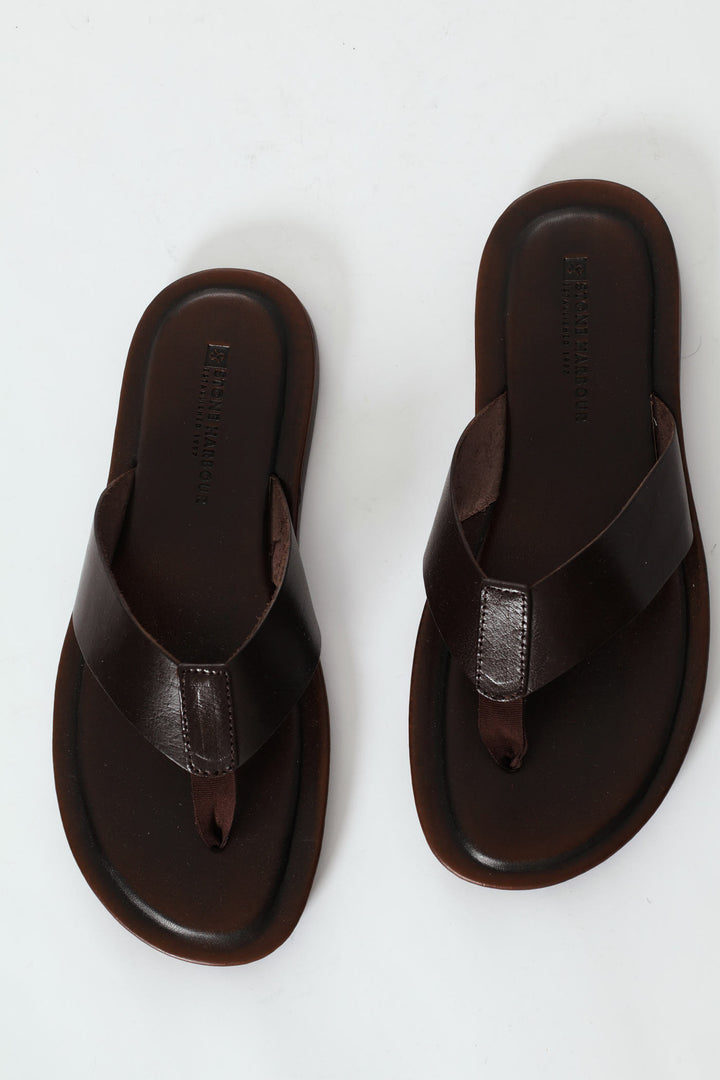 Leather Thong Sandal - Chocolate